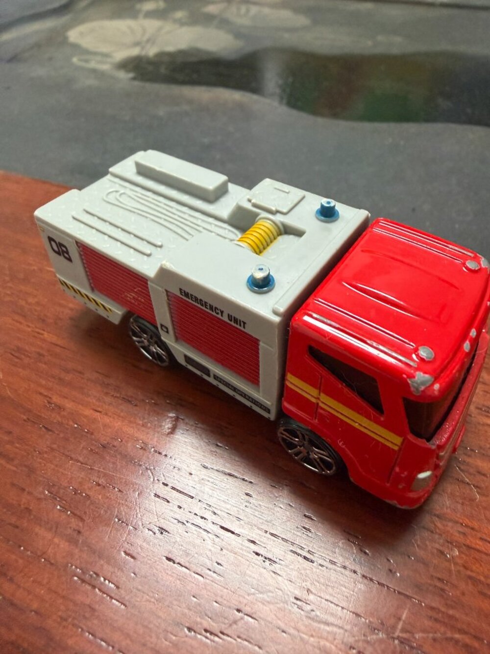 Vintage Red & White Emergency Fire Truck Diecast - Picture 4 of 6